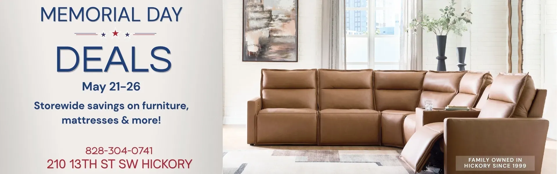 Memorial Day Deals at In Your Home Furnishings, May 21–26 — storewide savings on furniture, mattresses and more. 210 13th St SW Hickory NC. 828-304-0741.